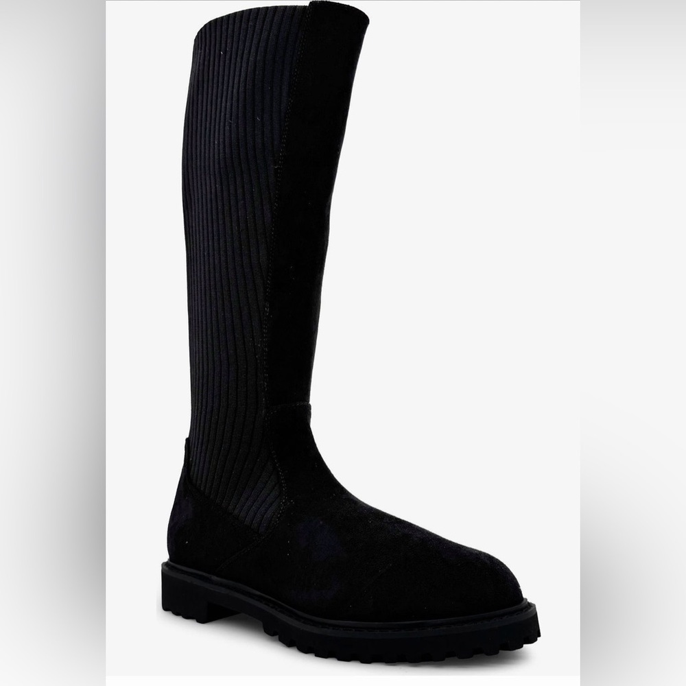 NWB $395 Women Sz 6M Chelsea crew Leather Waterproof Boots In Black